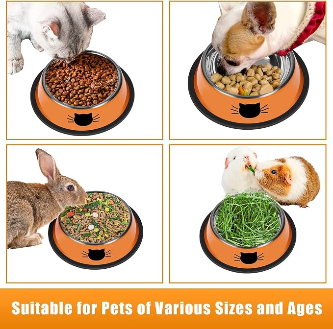 Serentive 2 Pcs Non-Slip Stainless Steel Small Cat Food Bowls - Image 5
