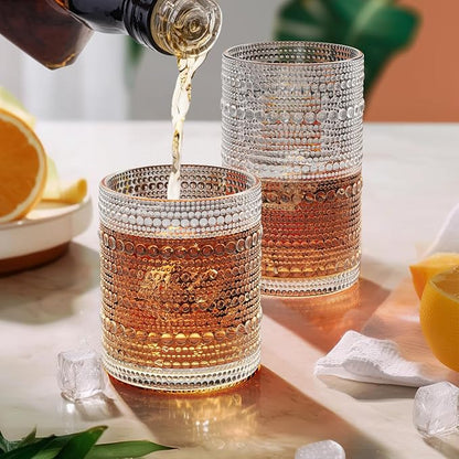 Hobnail Drinking Glasses Set of 12 Kitchen Glass Cups Bar Glassware - Image 5