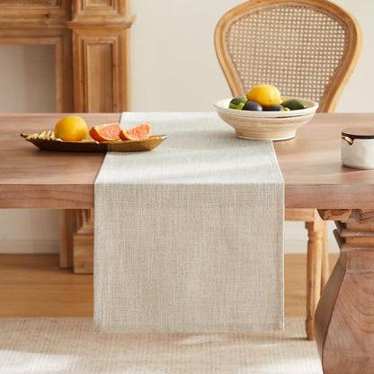 Rustic Cotton Linen Table Runner, 13x36 Inches Taupe | Farmhouse Style Linen - Image 4