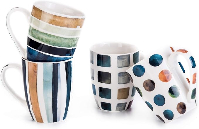 Set of 4 11.5oz Marble Patterns Coffee Mugs, Ceramic Tea Cup Set. by MACHUMA