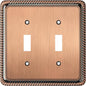 Henne Bery Rope Edge Decorative Wall Plate Switch Plate Outlet Cover (Double Toggle, Antique Copper)