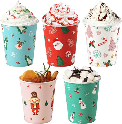 Fit Meal Prep 50 Pack 12 oz Christmas Disposable Coffee Cups, Premium Christmas by FMPBRANDS