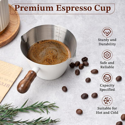 Amrules Espresso Cup, 6.8 oz/200 ml Stainless Steel Coffee Shot Measuring Cup - Image 4