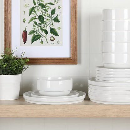 Gibson Home Rothernberg 18-Piece Stackable Porcelain Dinnerware Set, Service - Image 5