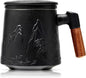 suyika Ceramic Tea Cup with Infuser and Lid, Gradient Embossed Large Tea Mug by suyika