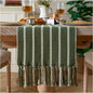 Caflife Boho Table Runner 72 Inchs Long Green, Cotton and Linen Woven by Caflife