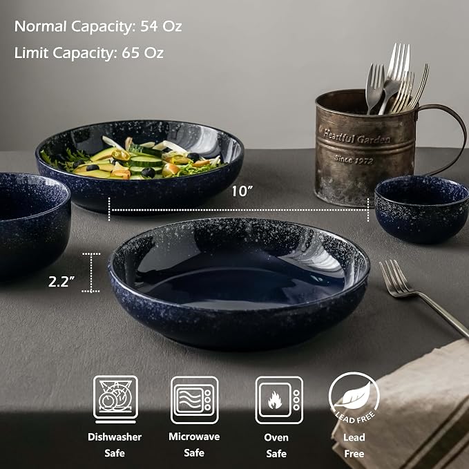 S&Q'S CERAMICS Large Serving Bowls Set of 4, 65 ounce Large Salad Bowls - Image 2