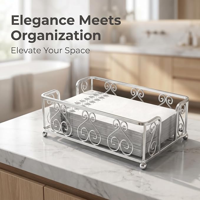 Guest Towel Holder Tray for Bathroom Countertop, Powder Room & Vanity Use - Image 4