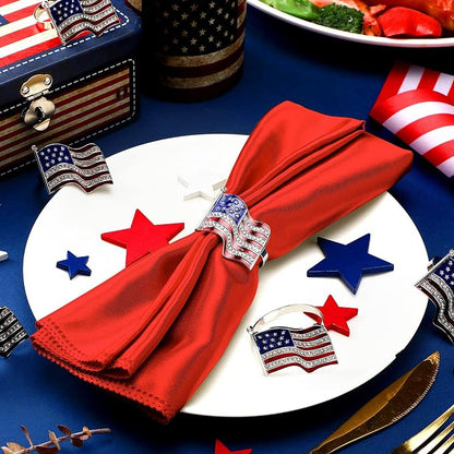 Geiserailie 6 Pieces Patriotic Napkin Rings 4th of July American Flag Napkin - Image 3