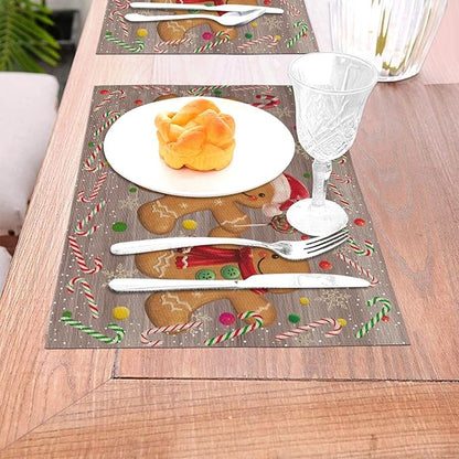 Xmas Placemats Set of 4 Washable Table Place Mats For Dining Kitchen Party Decor
