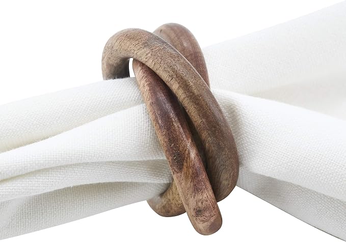 Saro Lifestyle Wooden Interlock Napkin Rings - Image 4