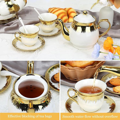 Porcelain Tea Set, Large Ceramic Tea Set - Image 6