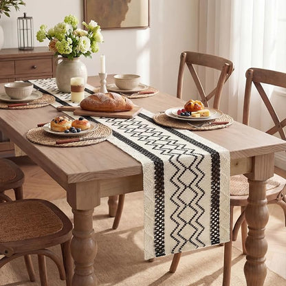 Artoid Mode Black Stripe Diamond Woven Table Runner 12x120 Inch | Holiday - Image 5