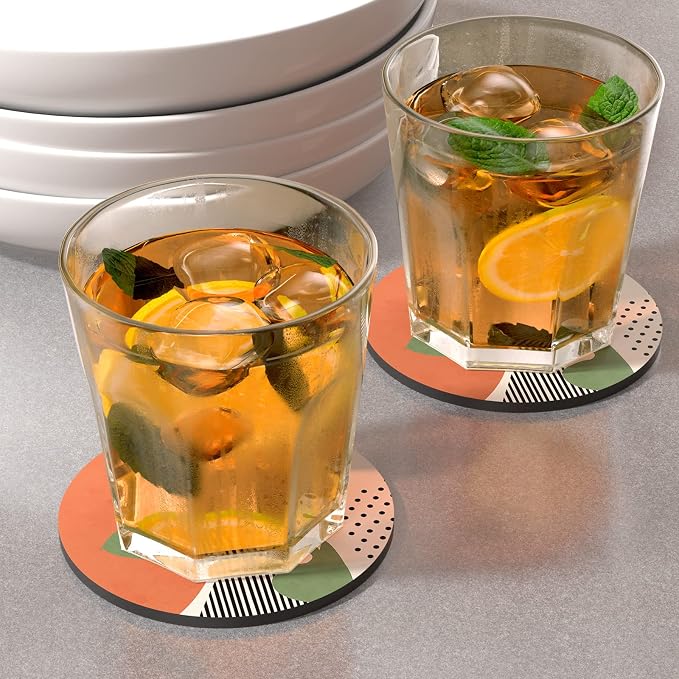 Coasters for Drinks, Kitchen Home Decor Housewarming Gift, Round 4 in - Image 2