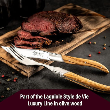 Laguiole Style De Vie Steak Knives, Luxury Line, 6 Pieces, Olive Wood, in - Image 6
