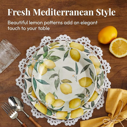 Bico Lemon Dreams Salad Plates Set of 4, 8.75 Inch Ceramic Dessert Plates - Image 3