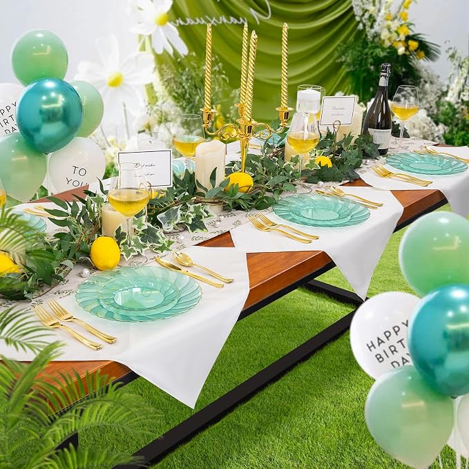YOUBET 125PCS Clear Green Plastic Plates - Image 4