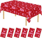 QZYL 6 Pcs Valentines Tablecloth, 54" X 108" Pink Love Heart Plastic Table Cover, Valentines Disposable Rectangle Table Cloth, Valentine's Decorations for Love Wedding Engagement Anniversary Party