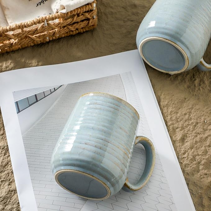 HASENSE Coffee Cups Ceramic, 12 Oz Reactive Glaze Coffee Mugs Set of 4 - Image 7