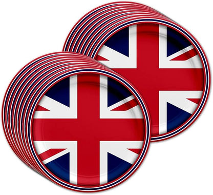 Britain UK England British Flag Birthday Party Supplies Set Plates Napkins Cups Tableware Kit for 16