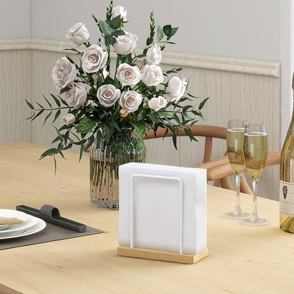 STWWO Napkin Holder for Table, Wood Metal Napkin Holder for Kitchen Dining | - Image 2