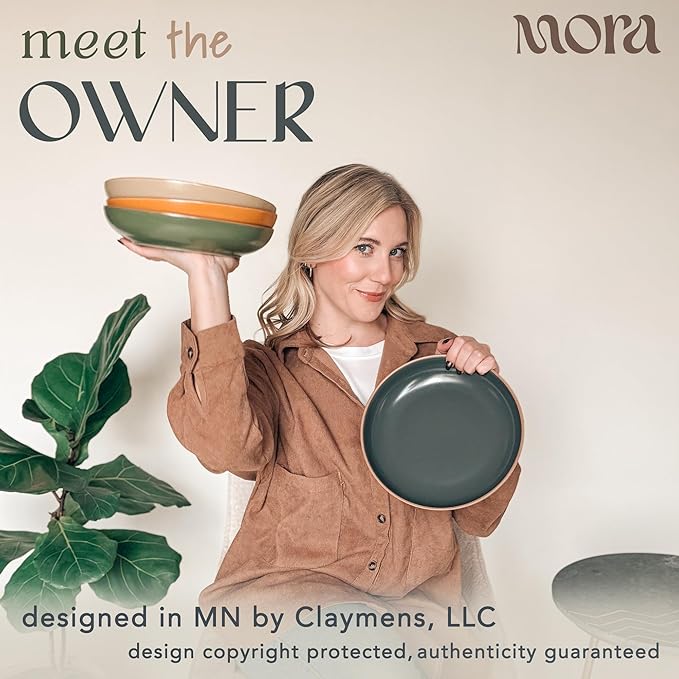 Mora Ceramic Artisan Matte Large Pasta Bowls 30oz, etc Kitchen Plate/Wide Bowl - Image 3