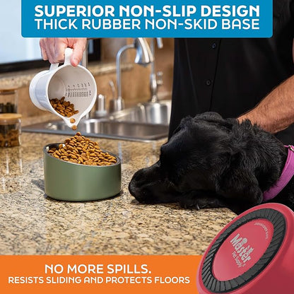 Master Pet Supply Stainless Steel Slanted Dog Cat Food Bowl - 24 oz Heavy Duty - Crimson Flame, Double Wall Insulated, Non-Slip Elevated Bowl for French Bulldogs Pugs Cats, Anti Rust Dishwasher Safe