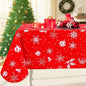 Smiry Christmas Rectangle Table Cloth, Waterproof Vinyl Tablecloth with Flannel Backing, Wipeable Bell & Snowflake Plastic Tablecloths for Christmas Table Decorations, (60"x102", White & Red)