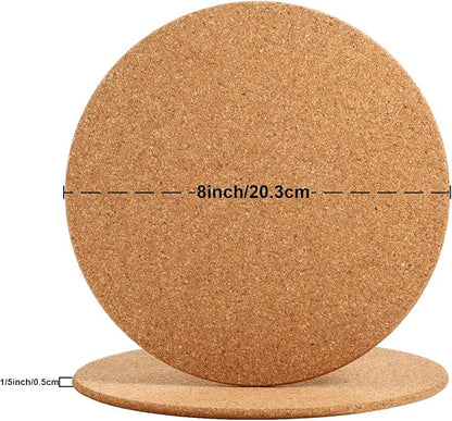 Boao 6 Pcs 8 Inch Round Absorbent Cork Coasters Wooden Cork Plant Coasters - Image 2