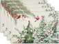 Christmas Placemats for Dining Table Set of 4, Watercolor Xmas Tree Red Bird Washable Non-Slip Heat Resistant Line Fabric Place Mats Winter Table Mats 12x18 Inch for Holiday Decor Party