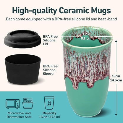 NOVA CERAMICS Travel Mug On the Go Coffee Tumbler Microwave & Dishwasher Safe - Image 3