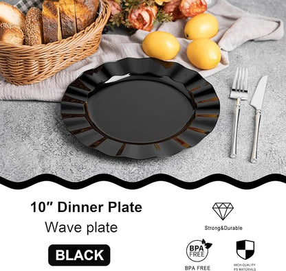 72 Pack Black Plastic Plates, Thanksgiving - Image 2