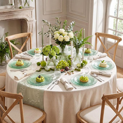 Rubtlamp 100 Pcs Clear Green Plastic Plates Dinnerware Set, 50 Dessert platos - Image 5