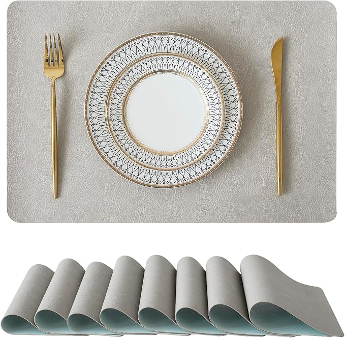 Leetaltree Reversible Faux Leather Placemats 12x17 Inch, Heat Resistant by Leetaltree-ArtatEveryTable