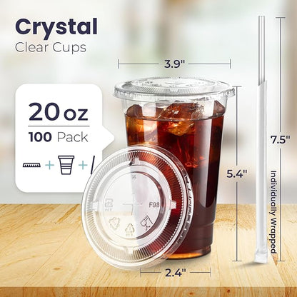 Fit Meal Prep 100 Pack 20 oz Plastic Iced Coffee Cups - Image 2