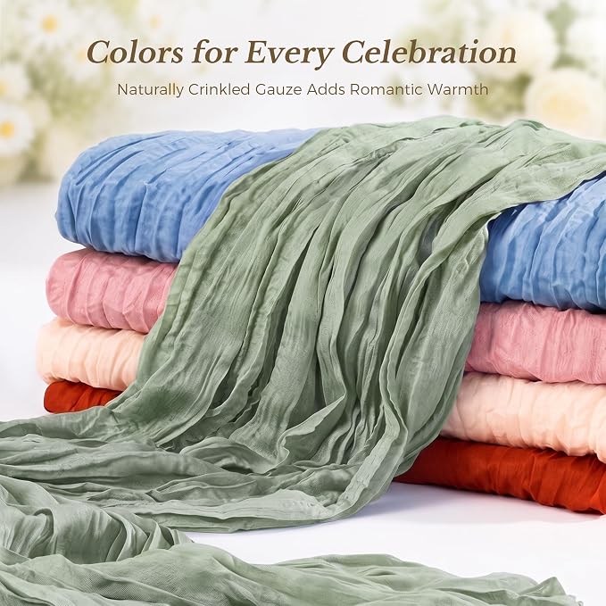 10 Pack Sage Green Cheesecloth Gauze Table Runners, 35x120 Inch | Extra Wide - Image 6