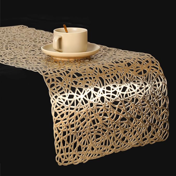FAVE Gold Table Runners 36 Inches Short Table Runner Washable Table Mats | Heat - Image 2