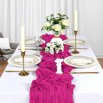 10 Pack 17 x 108 Inch Hot Pink Table Runner Cheesecloth | Gauze Cheese Cloth - Image 3