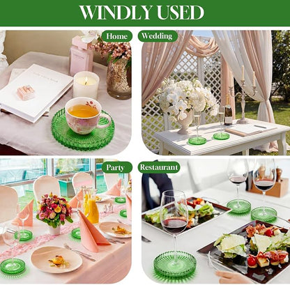 8 Pcs Glass Coasters with Holder Clear Drink Coasters Crystal Round Beverage - Image 6