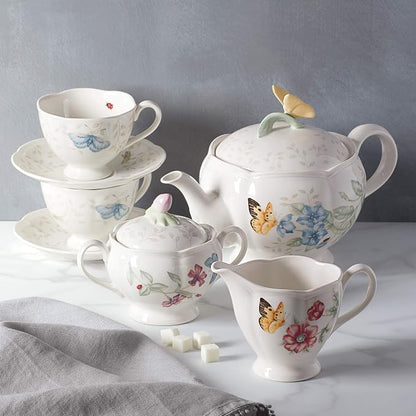 Lenox Butterfly Meadow Porcelain Teapot and Tea Cup Set, 48oz | Dishwasher safe - Image 5