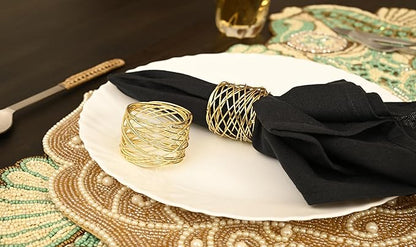 ALPHA Living HOME Gold Napkin Rings 12 Set of Premium 100% Metal, Rust-Resistant Tabletop Décor - Napkin Holders Buckles for Family Dinner, Wedding, Party, Decorations, Banquet, Party, Easter