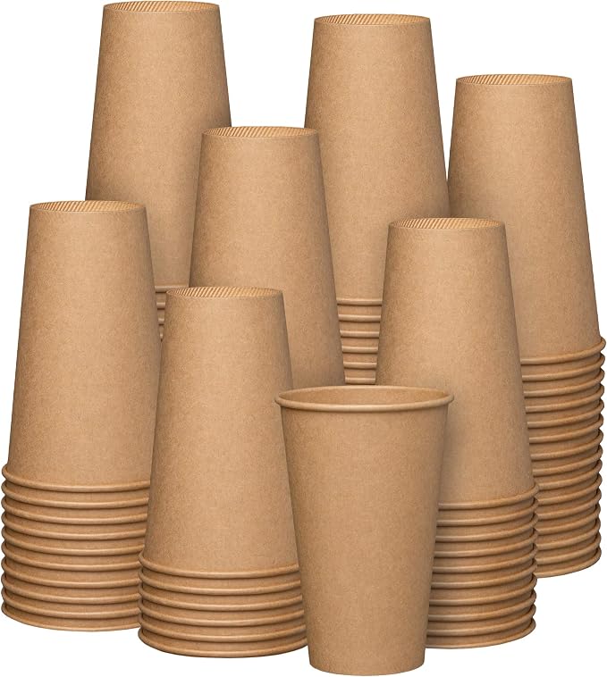 GUSTO [16 oz. - 200 Count Kraft Disposable Paper Cups, Hot Coffee Cups Brown by GUSTO
