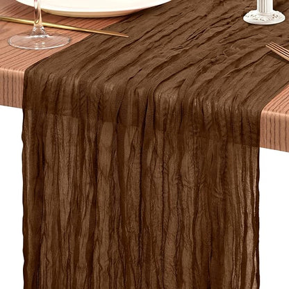Showgeous 2 Pack Brown Cheesecloth Table Runners Boho Wedding Decor | Rustic - Image 9