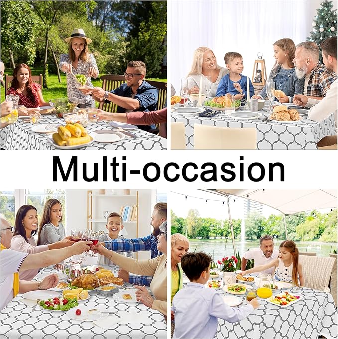 Smiry Square Table Cloth, Waterproof Vinyl Tablecloth with Flannel Backing for Square Tables, Wipeable Spillproof Plastic Tablecloths for Dining, Camping, Indoor and Outdoor (70"x70", White)