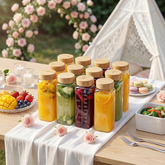 16 oz Square Glass Juice Bottles - Image 8