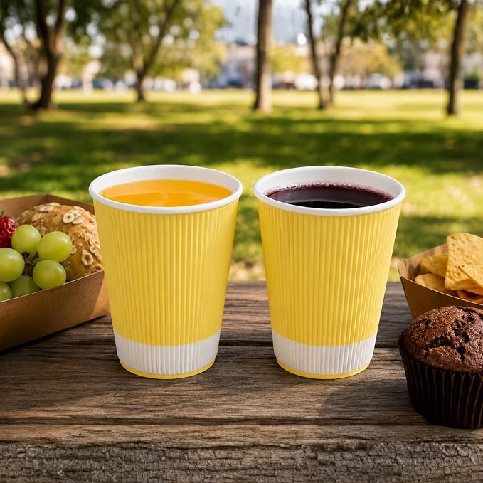Restaurantware 12 Ounce Ripple Wall Disposable Coffee Cups, 500 Insulated Light - Image 5