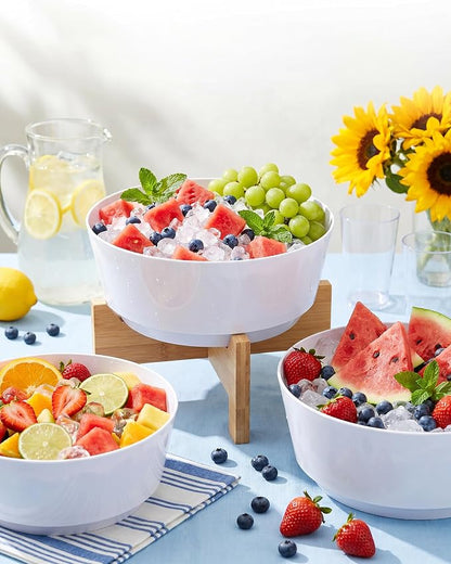 8 Pack Plastic Serving Bowls 128oz White Plastic Bowls Heavy Duty Disposable - Image 6