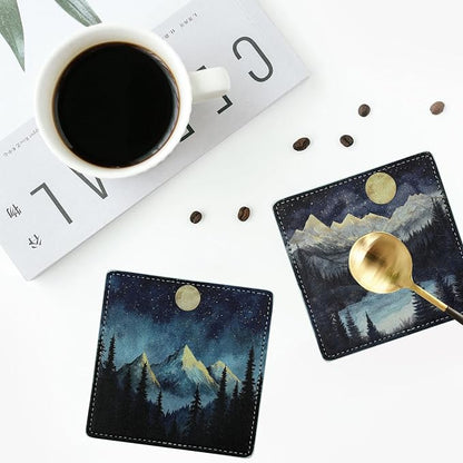 Marble Coasters Square Leather Drinks Coaster Set - Image 6