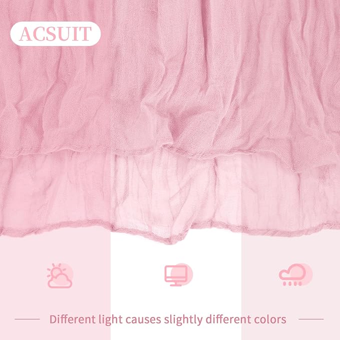 4 Pack Light Pink Cheesecloth Table Runner 20 x 120 inch Gauze Table Runners 10 - Image 7