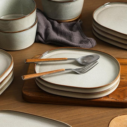Stone Lain Cairo 24-Piece Dinnerware Set Stoneware, Plates and Bowls Set, Microwave and Dishwasher Safe, Includes Dinner and Salad Plates, Cereal Bowls, Dishes for 8, Grey
